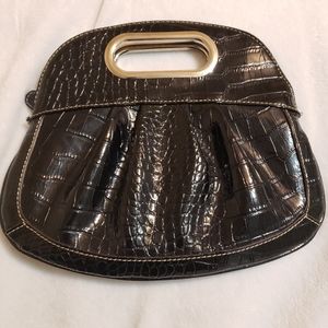 Nine West Black Croc Embossed Clutch Purse
